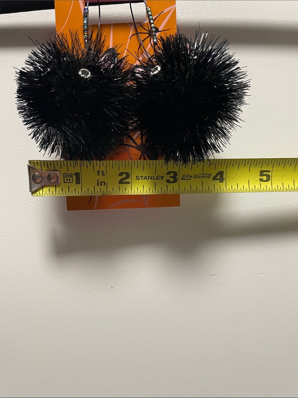 Betsey Johnson Adorable Black “Pom Pom” Cats with Rhinestone Drop Hoop Earrings - Picture 8 of 8